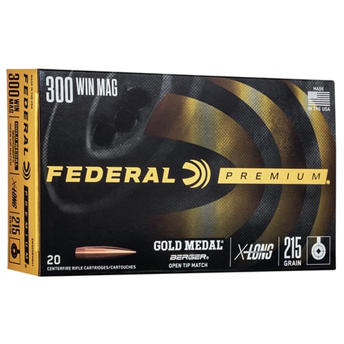 Federal GM300WMBH1 Premium Gold Medal 300 Win Mag 215 gr Berger Hybrid Open Tip Match 20 Per Box/ 10 Cs